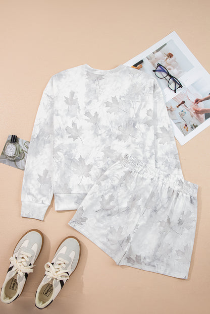 Maple Camo Pullover Top & Elastic Waist Shorts Set