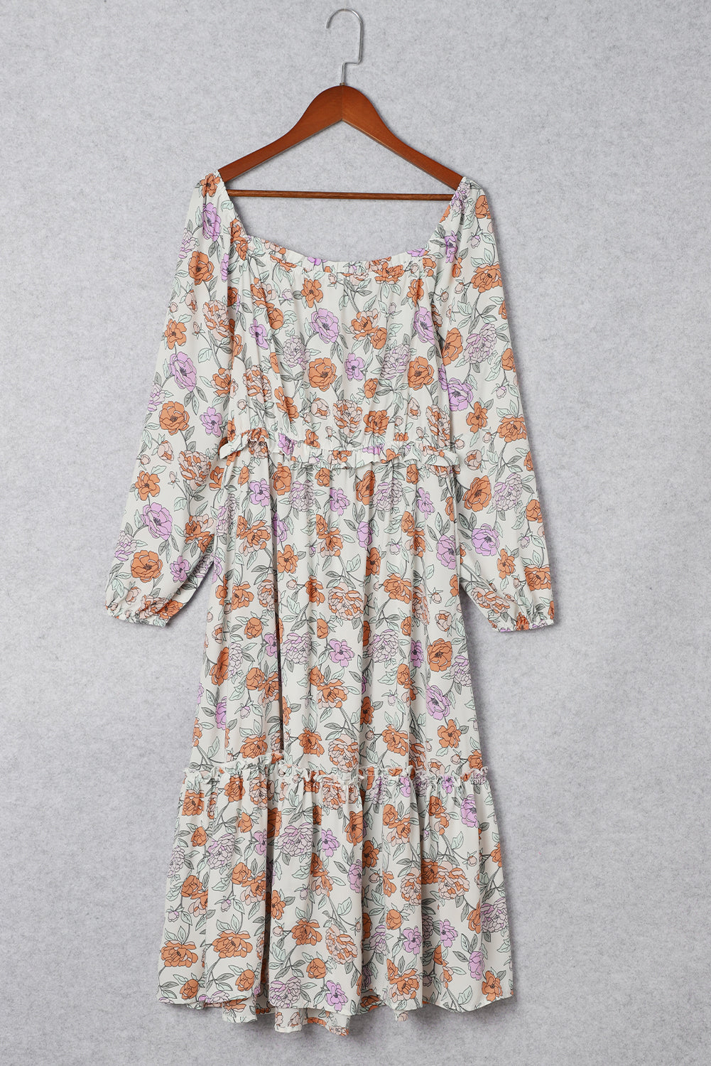 Floral Long Sleeve Pocketed Dress