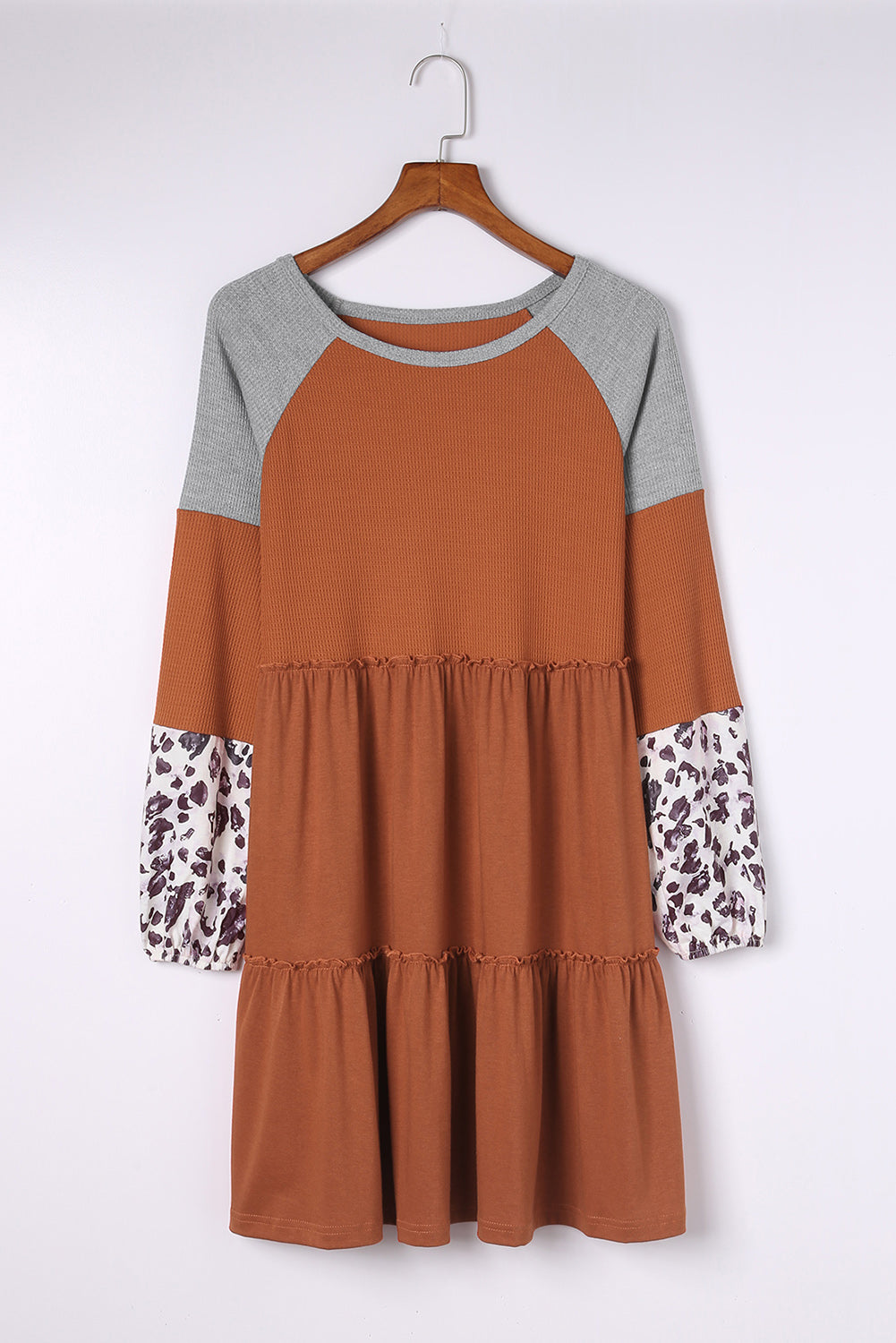 Leopard Colorblock Waffle Knit Dress