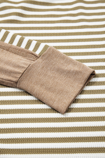 Stripe Thermal Knit Drop Shoulder Top