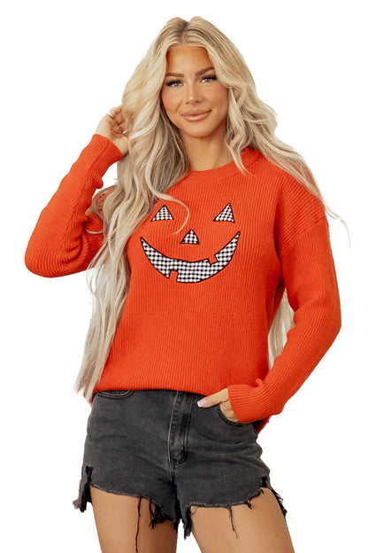 Halloween Drop Shoulder Long Sleeve Round Neck Sweater