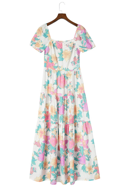 Floral Puff Sleeve Maxi Dress