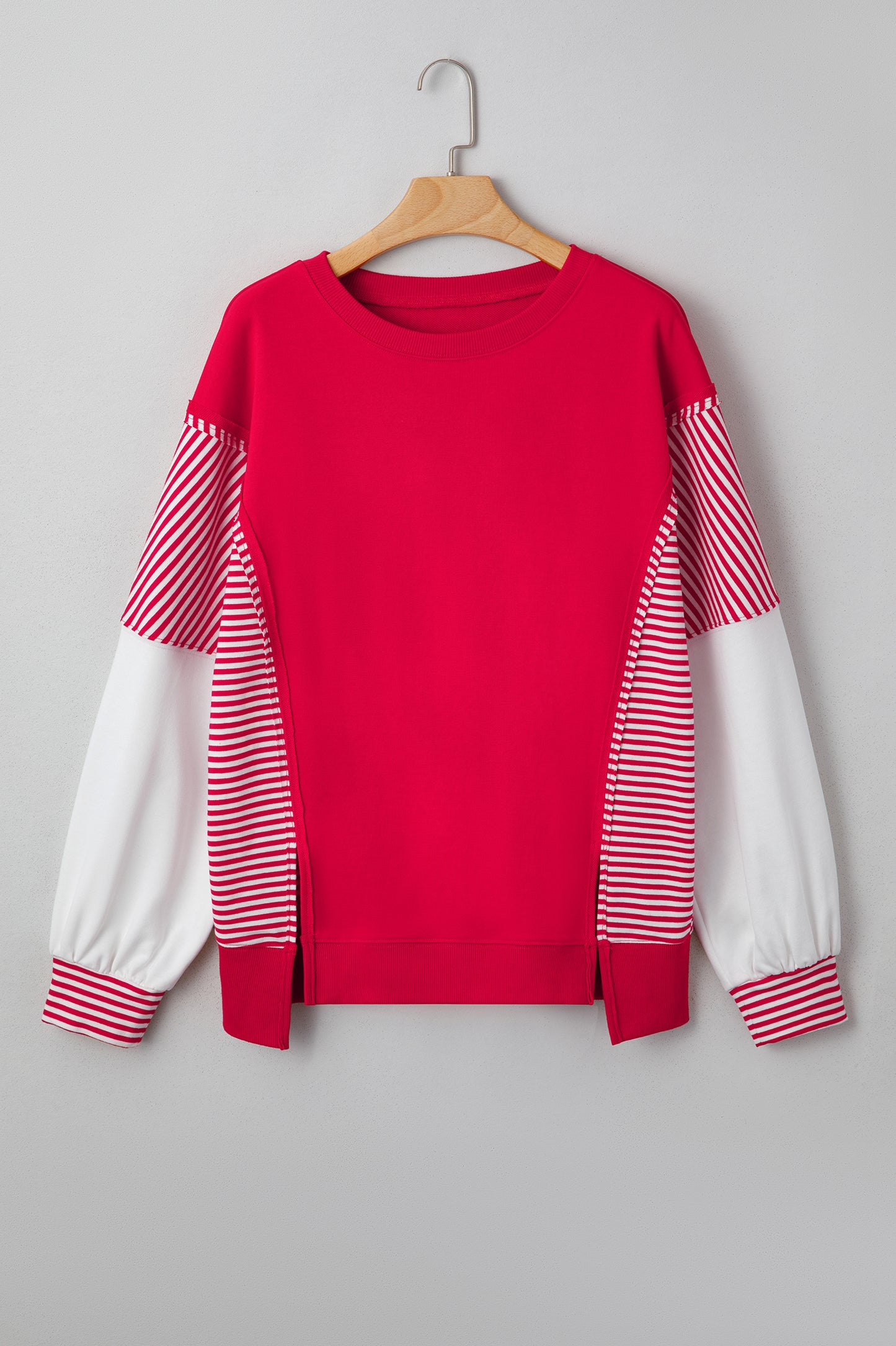 Stripe Leopard Patchwork Long Sleeve Sweatshirt