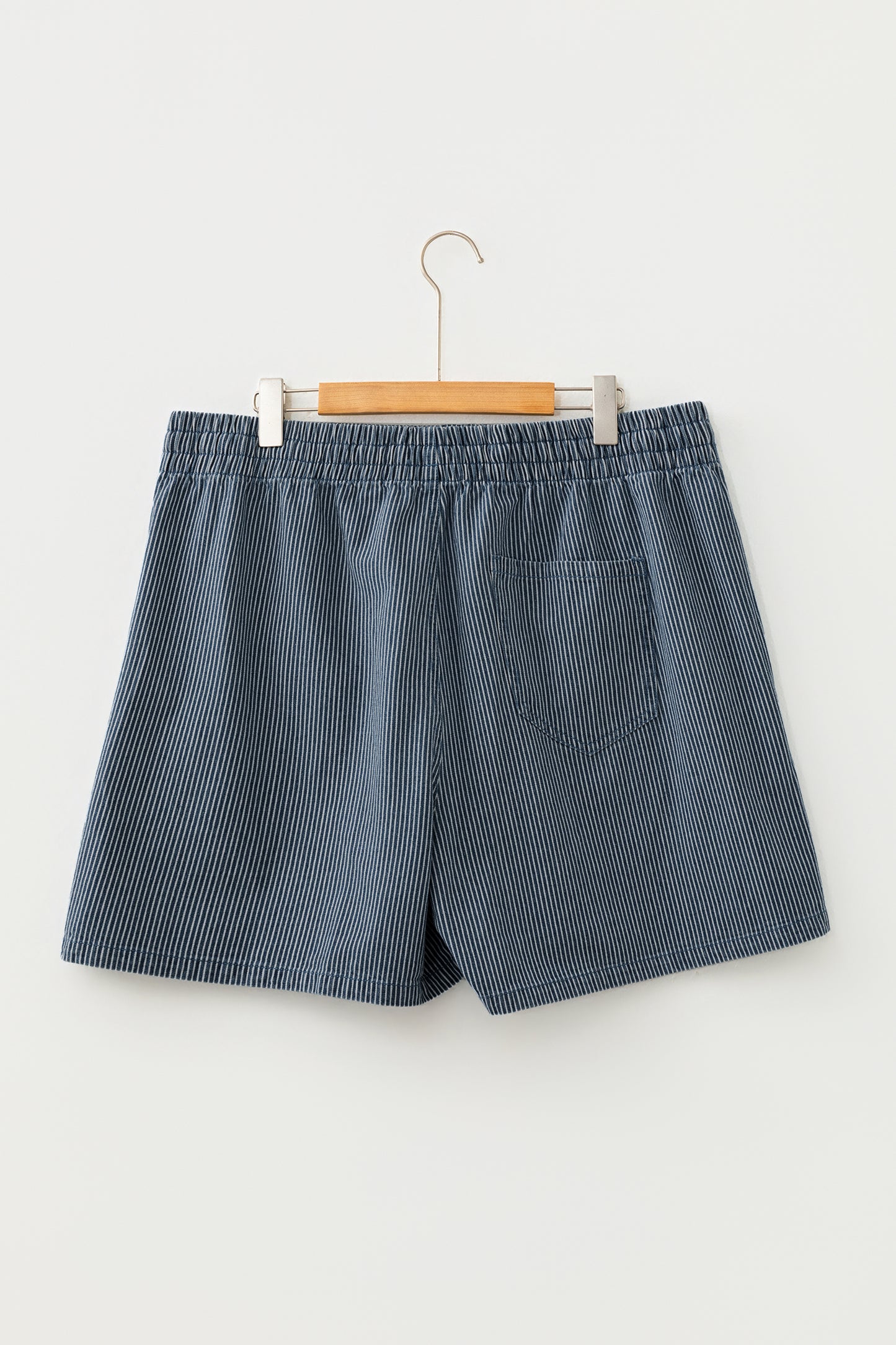 Plus Size Stripe Denim Contrast Drawstring Shorts