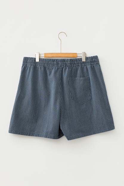 Plus Size Stripe Denim Contrast Drawstring Shorts