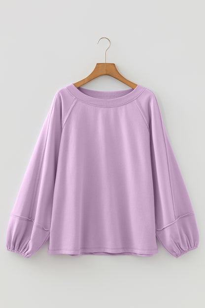 Solid Raw Seam Patchwork Baggy Sweatshirt