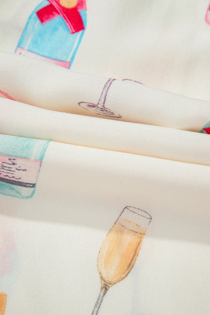 Valentine Wine Glass Bow Tie Pajama Set