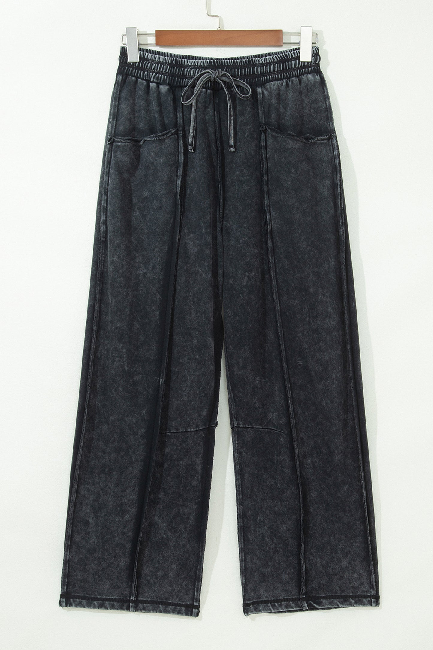 Mineral Wash Raw Seam Drawstring Waist Barrel Pants