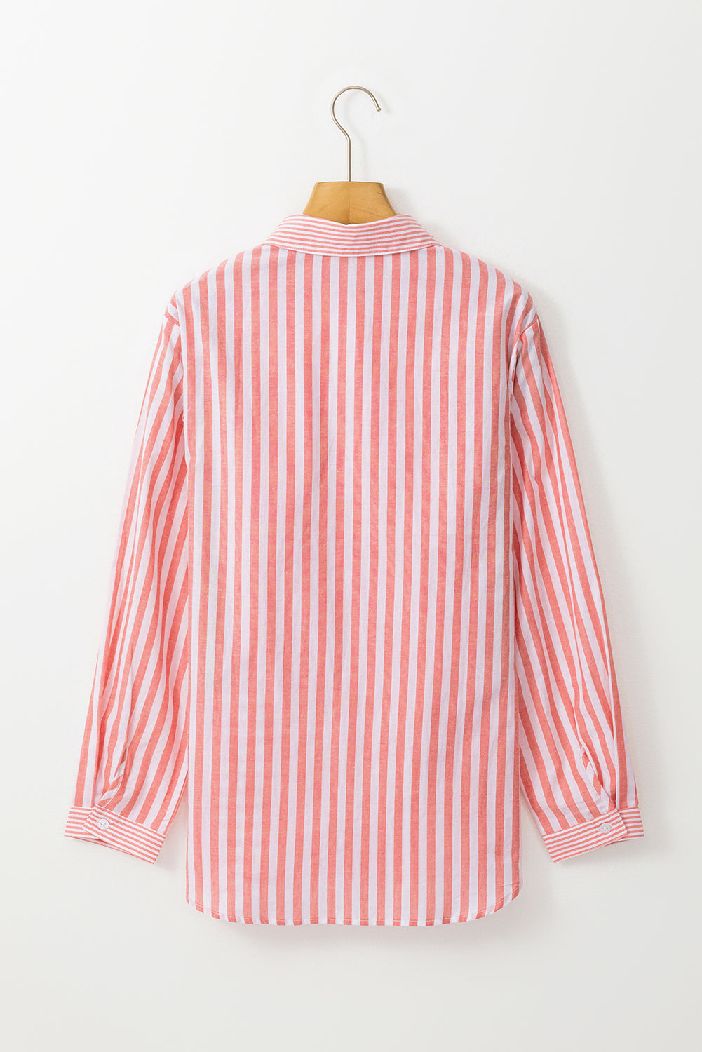 Stripe Patchwork Buttoned Collar Long Sleeve Shirt