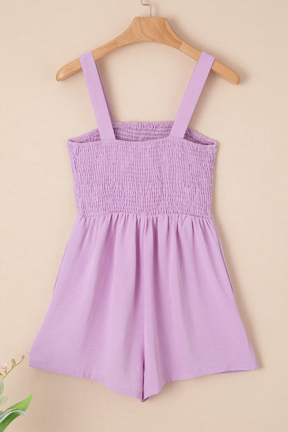 Smocked Sleeveless Romper w/ Pockets