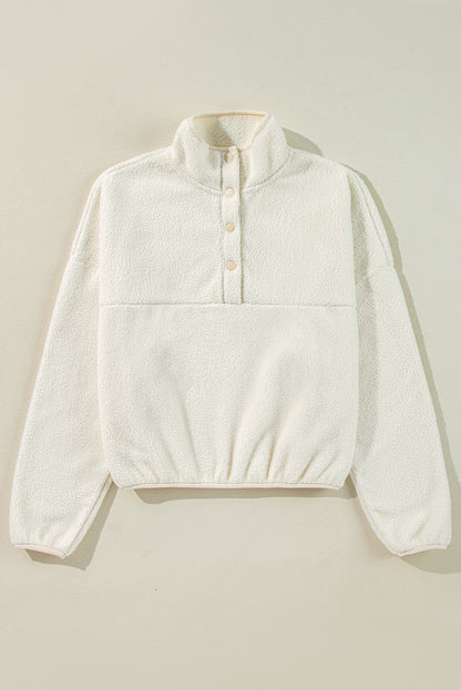 Fleece Half Buttoned Collar Sweatshirt