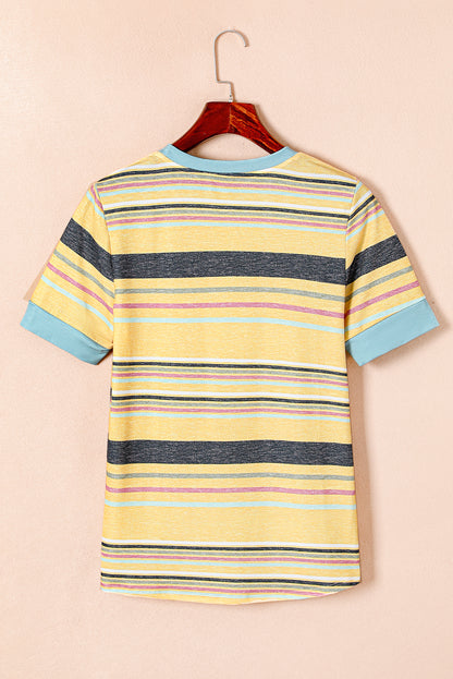 Stripe Short Sleeve Crew Neck T-Shirt
