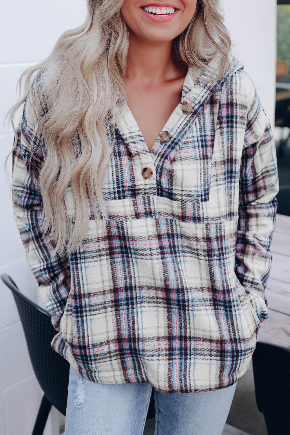 Plaid Pocketed Pullover Hoodie