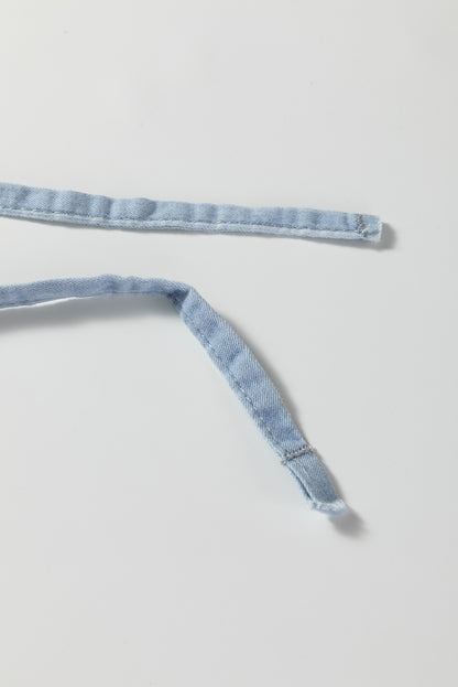 Stripe Chambray Tied Elastic Waist Trousers