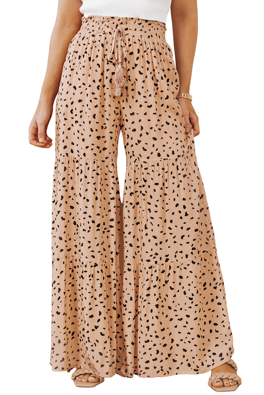 Dotted Ruffle Palazzo Pants