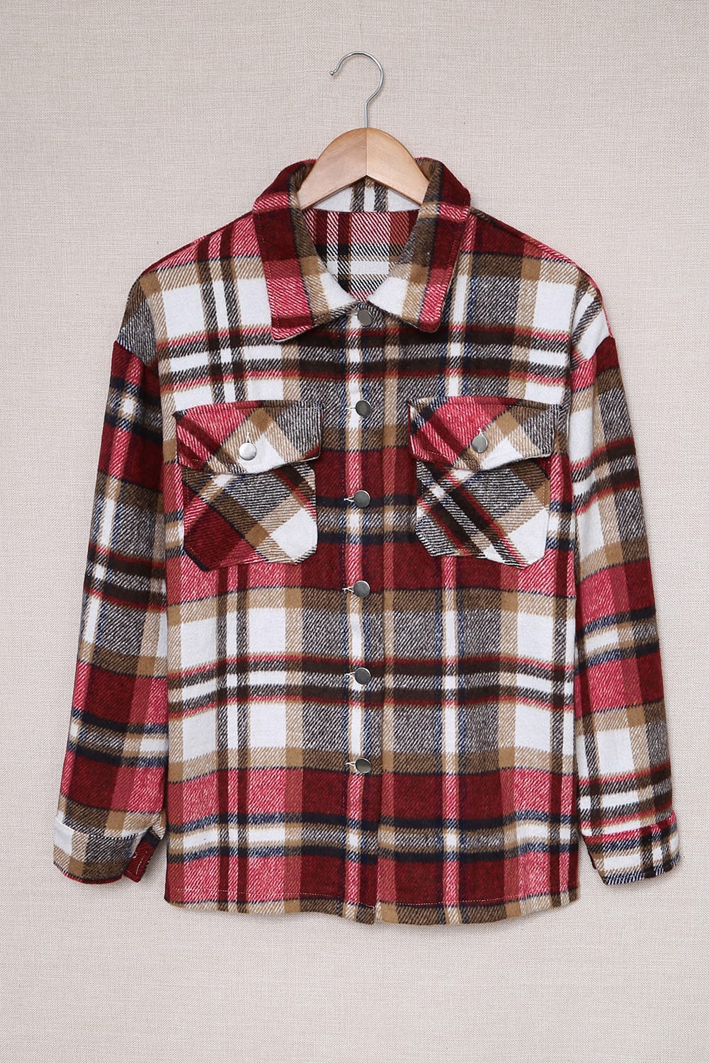 Plaid Button Front Pocketed Shacket