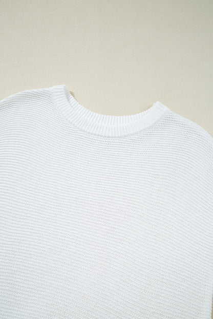 Solid Short Sleeve Side Slit Sweater Tee