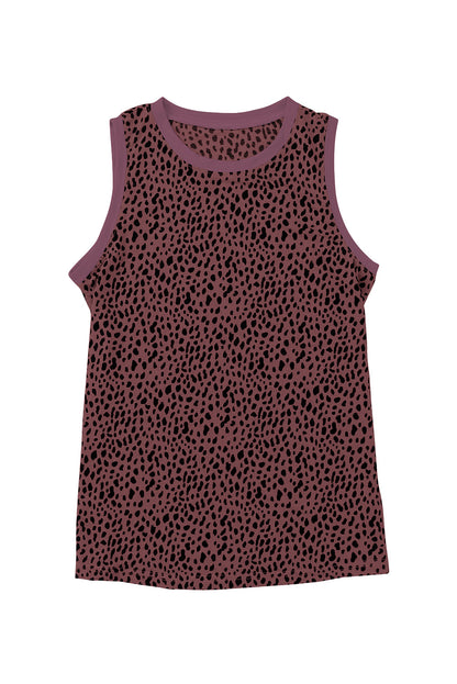 Leopard Round Neck Tank Top