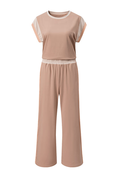 Colorblock Cap Sleeve Tee and Pants Set