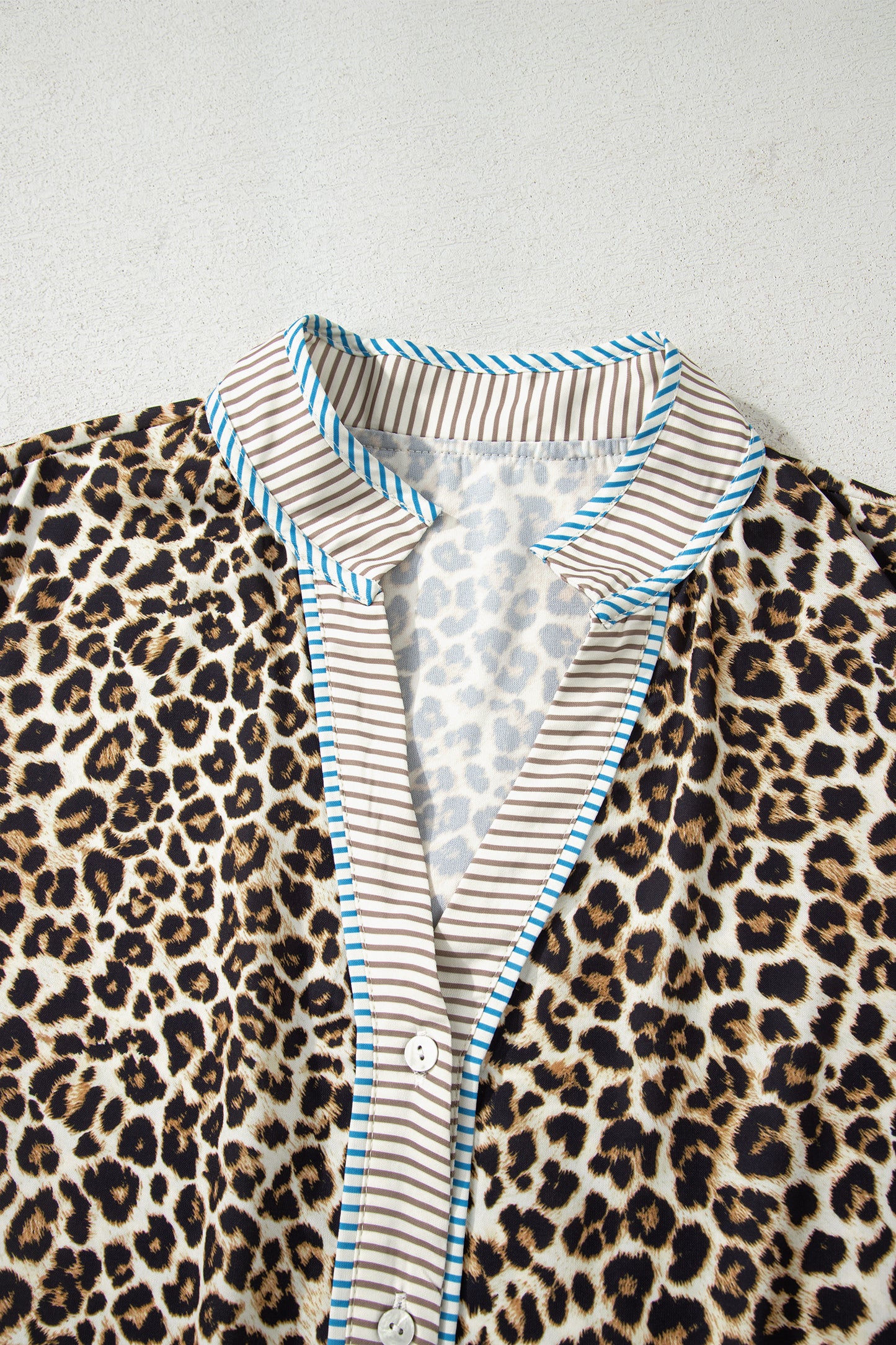 Plus Size Leopard Stripe Trim V-Neck Mini Dress