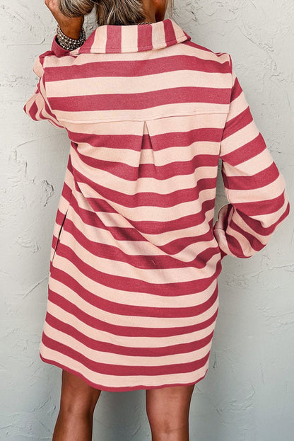 Stripe V-Neck Long Sleeve Dress