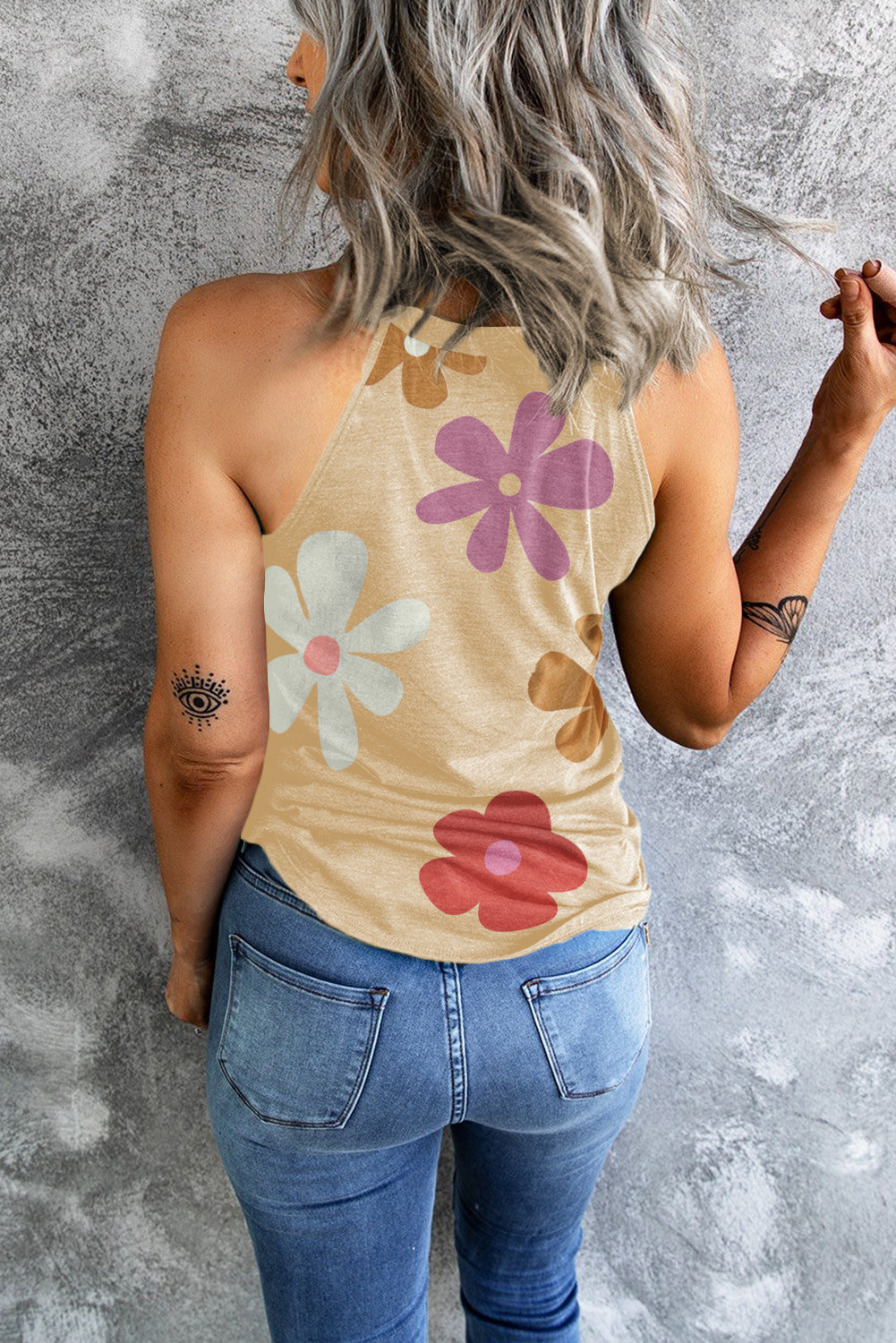 Floral Round Neck Tank Top