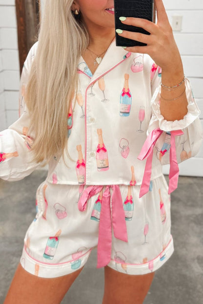 Wine Top and Shorts Pajama Set