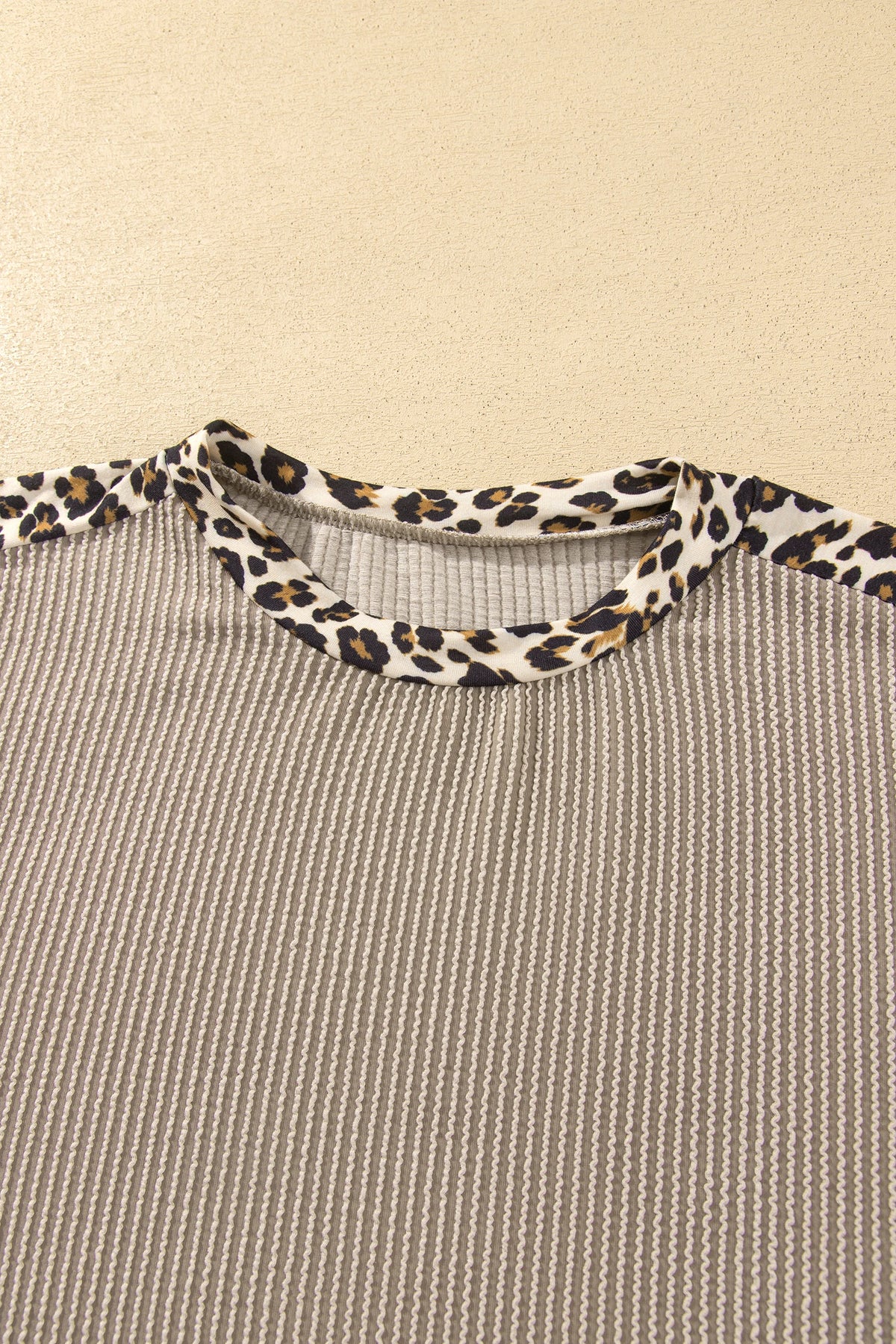 Leopard/Polka Dot Trim Long Sleeve Top & Pants Set