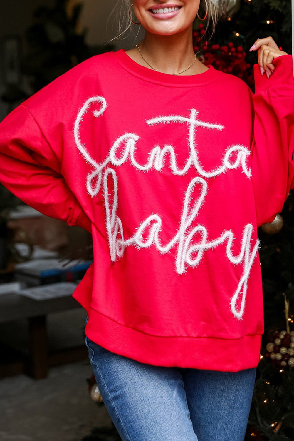 Santa Baby Tinsel Crewneck Sweatshirt