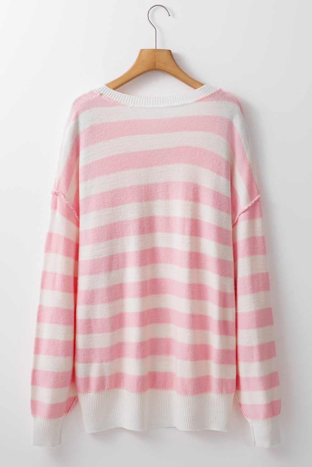 Stripe Half Buttoned Drop Shoulder Sweater