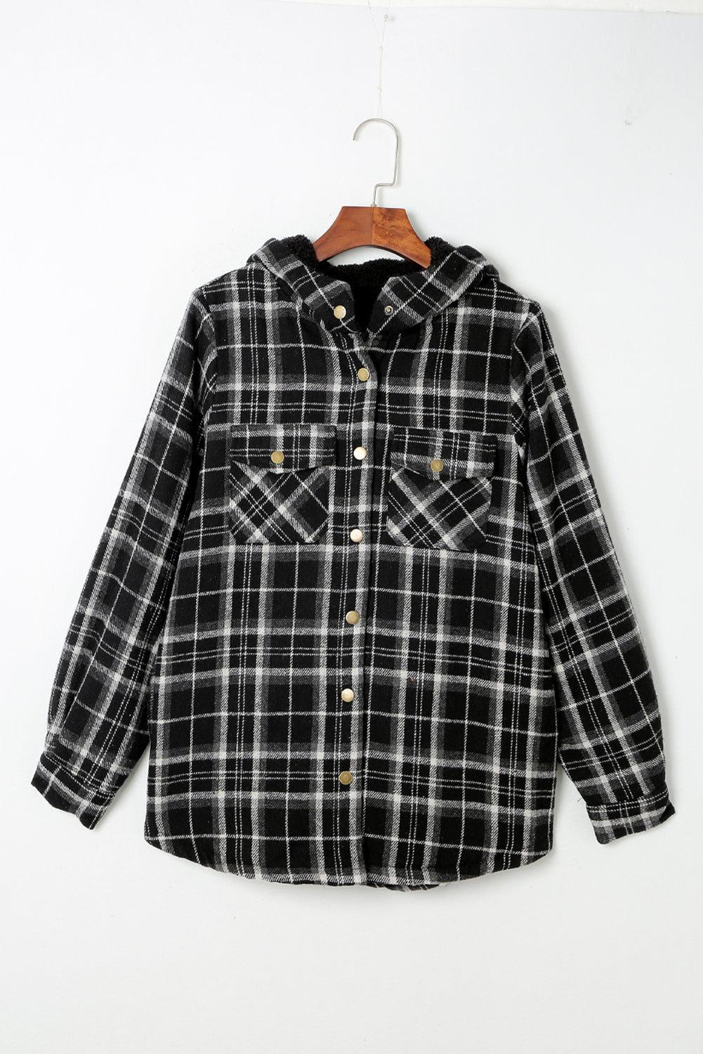 Plaid Sherpa Lined Hooded Shacket