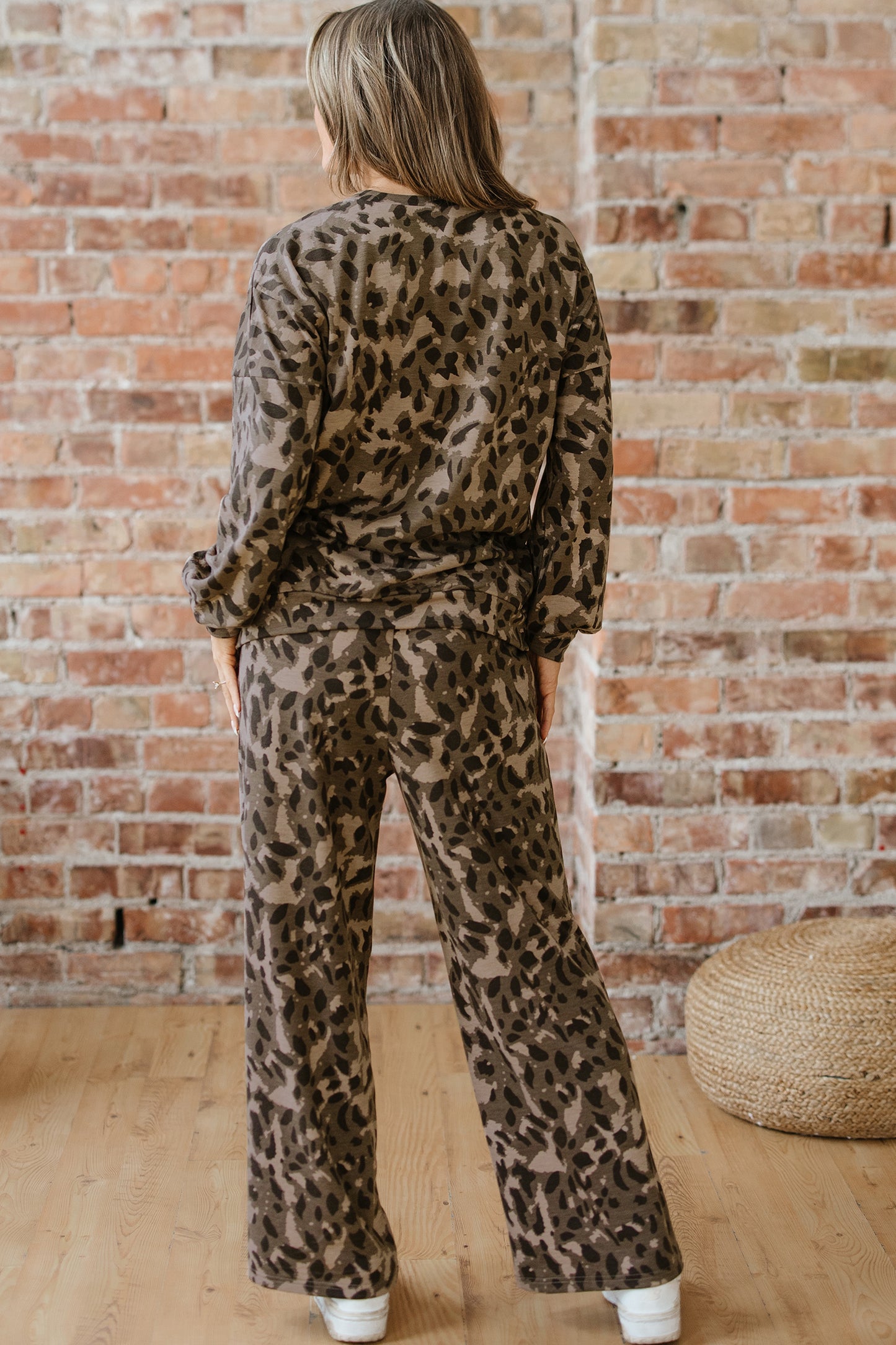 Leopard Patchwork Pullover and Drawstring Pant Set