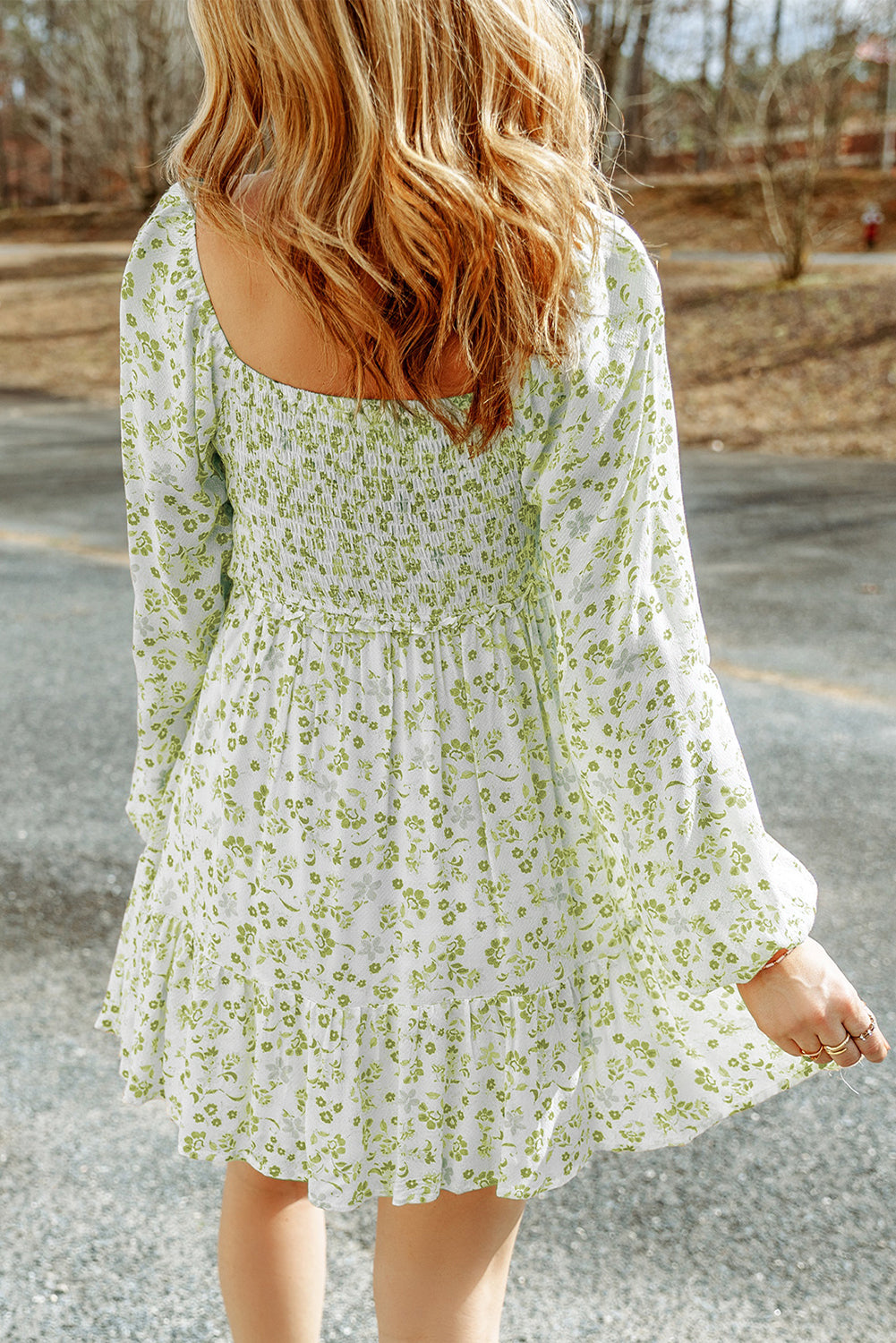 Floral Smocked Long Sleeve Dress