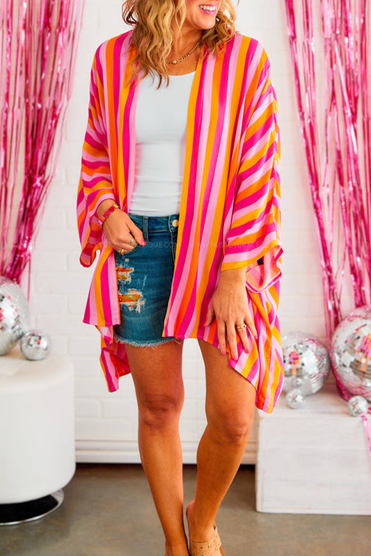 Stripe Open Front Kimono