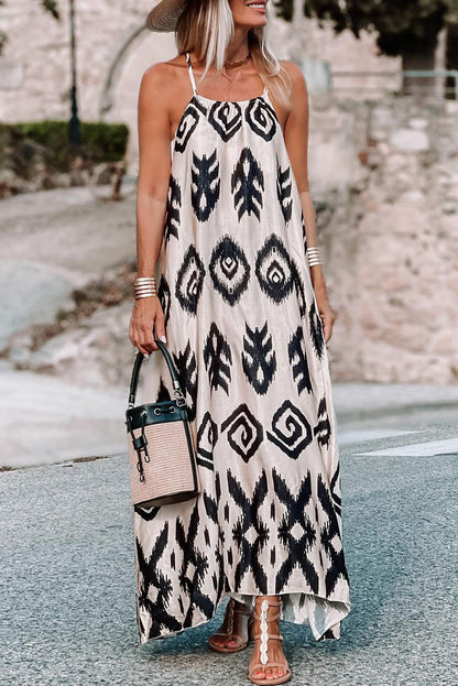 Western Aztec Sleeveless Maxi Sundress