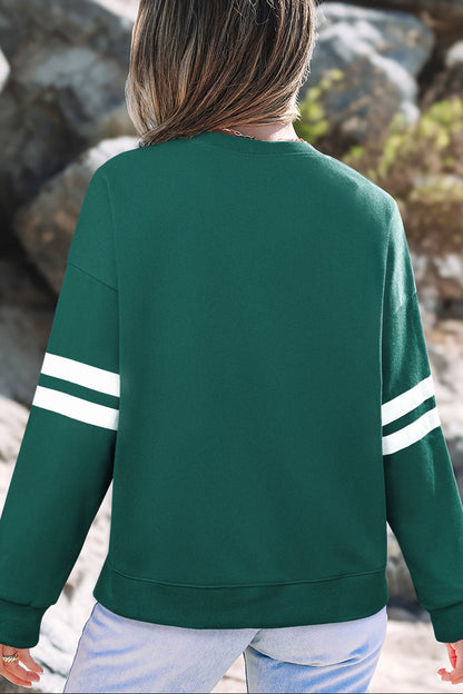 Varsity Stripe Drop Shoulder Oversized Sweatshirt