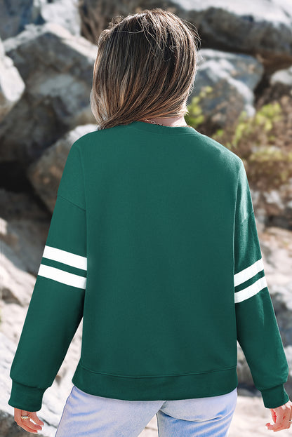 Varsity Stripe Drop Shoulder Oversized Sweatshirt