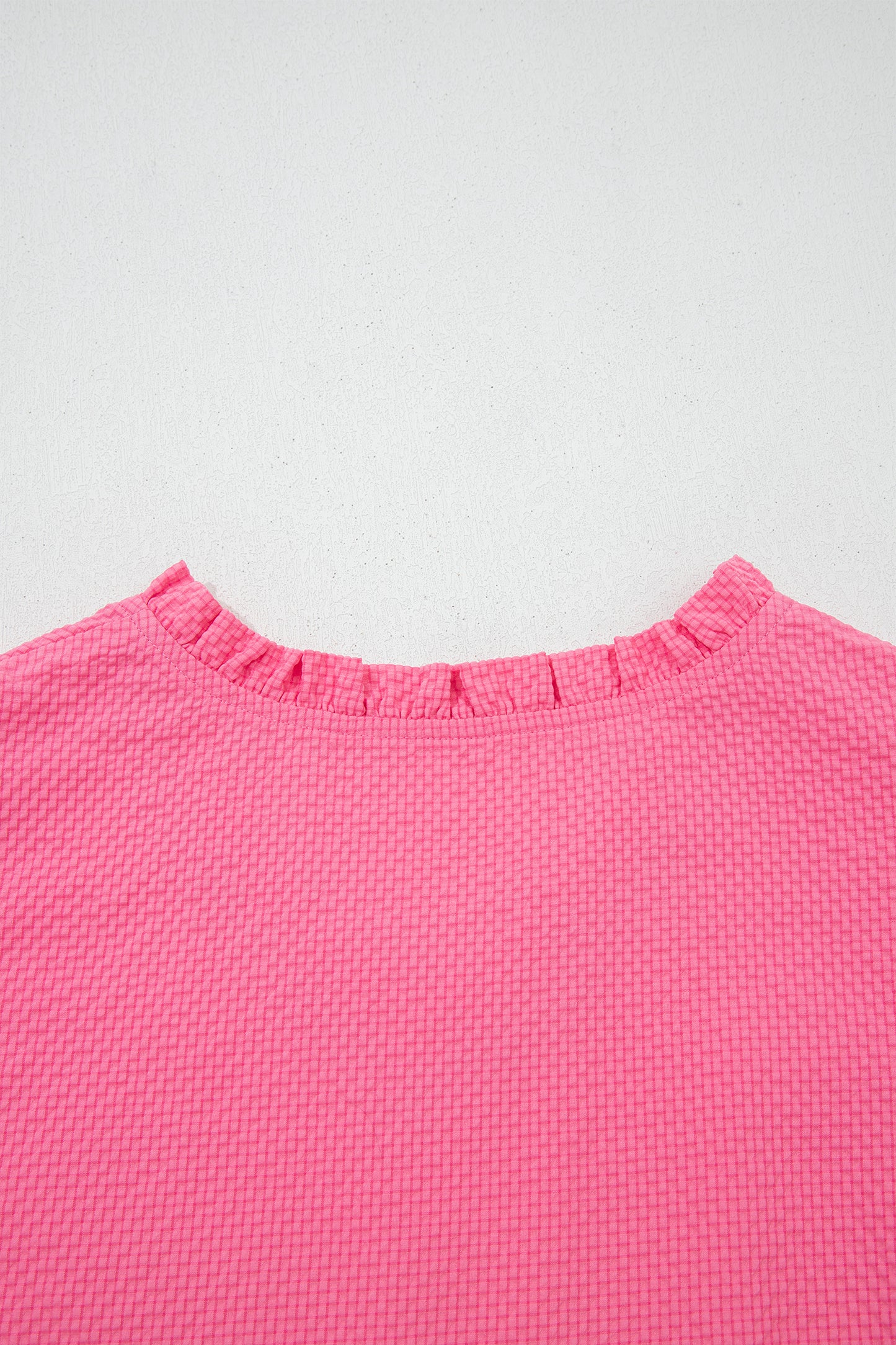 Flower Embroidered Puff Sleeve Frilled V-Neck Blouse