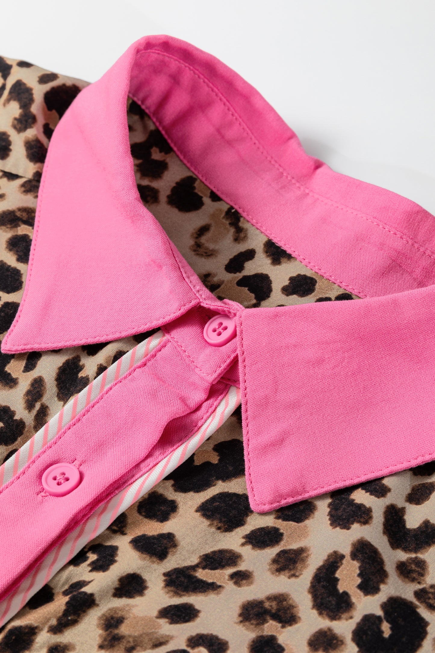 Leopard Contrast Trim Top and Pant Set