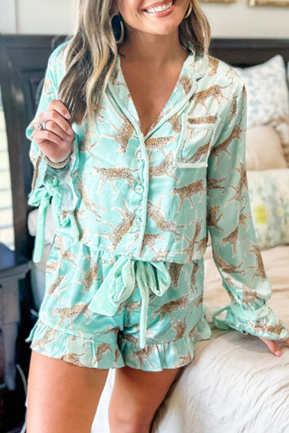 Leopard Top and Shorts Pajama Set