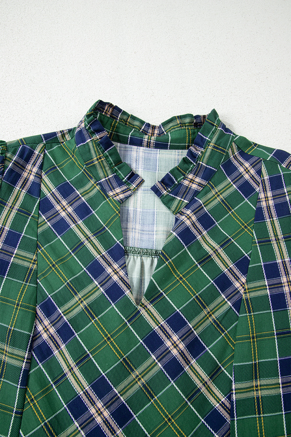 Plaid Frilled Collar Long Sleeve Mini Dress