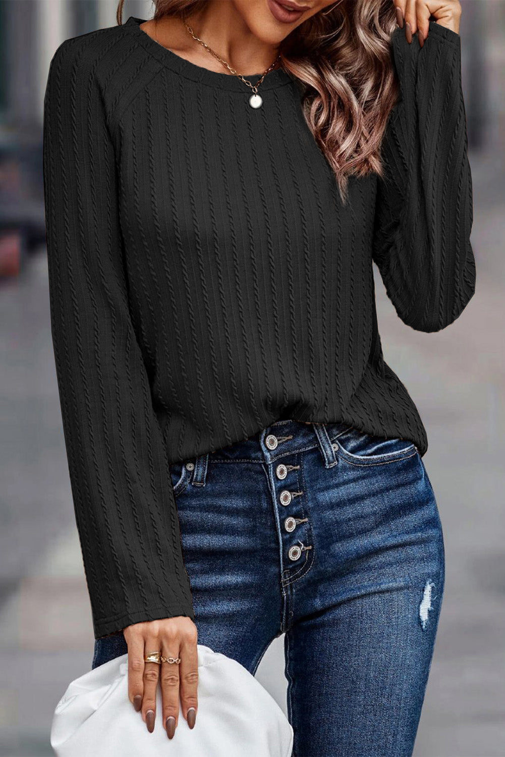 Ribbed Knit Long Sleeve Top