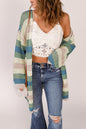 Stripe Colorblock Hollowed Knit Cardigan