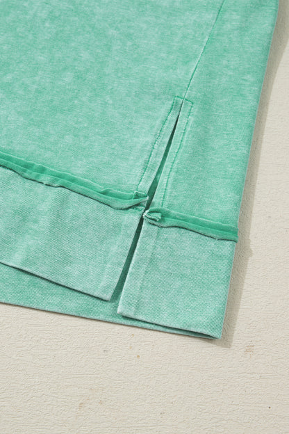 Mineral Wash Half-Button Raglan Sleeve T-Shirt