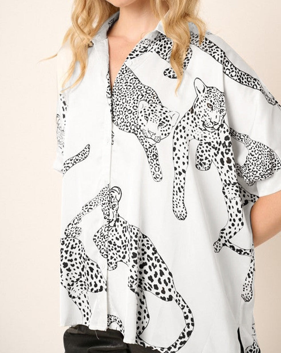 Cheetah Buttoned Short Sleeve Shirt