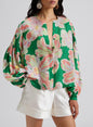 Floral Pleated Puff Sleeve Shirt