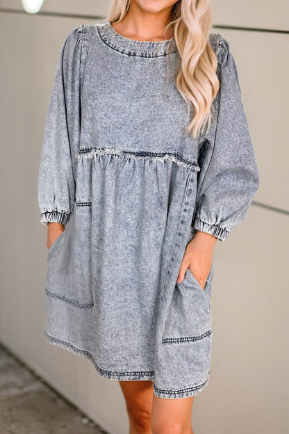 Denim Light Wash Pocketed Dress