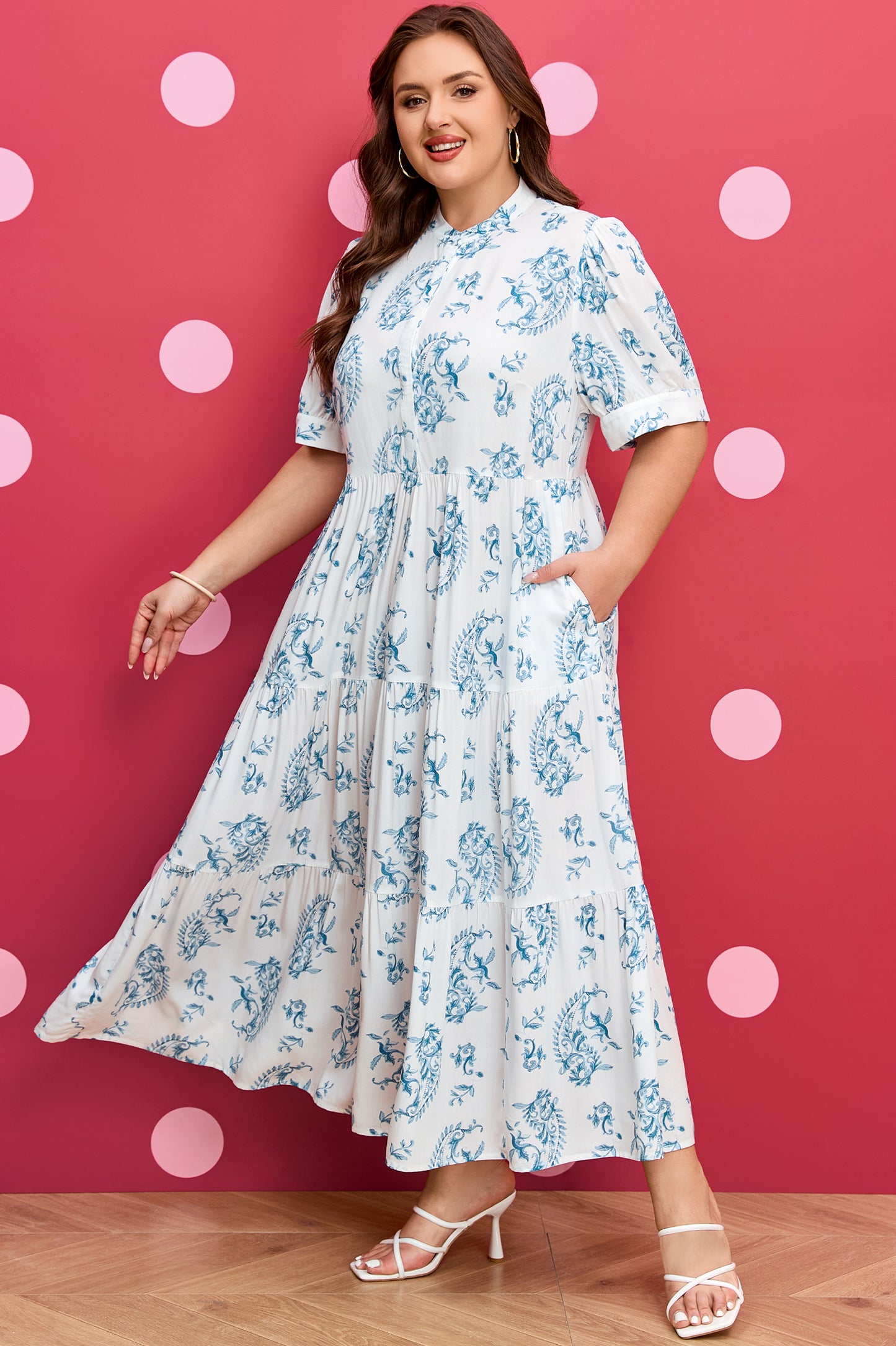 Plus Size Floral Paisley Tiered Maxi Dress