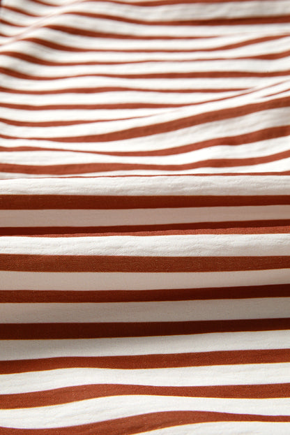 Stripe Long Sleeve Babydoll Blouse