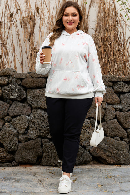 Plus Size Floral Long Sleeve Hoodie